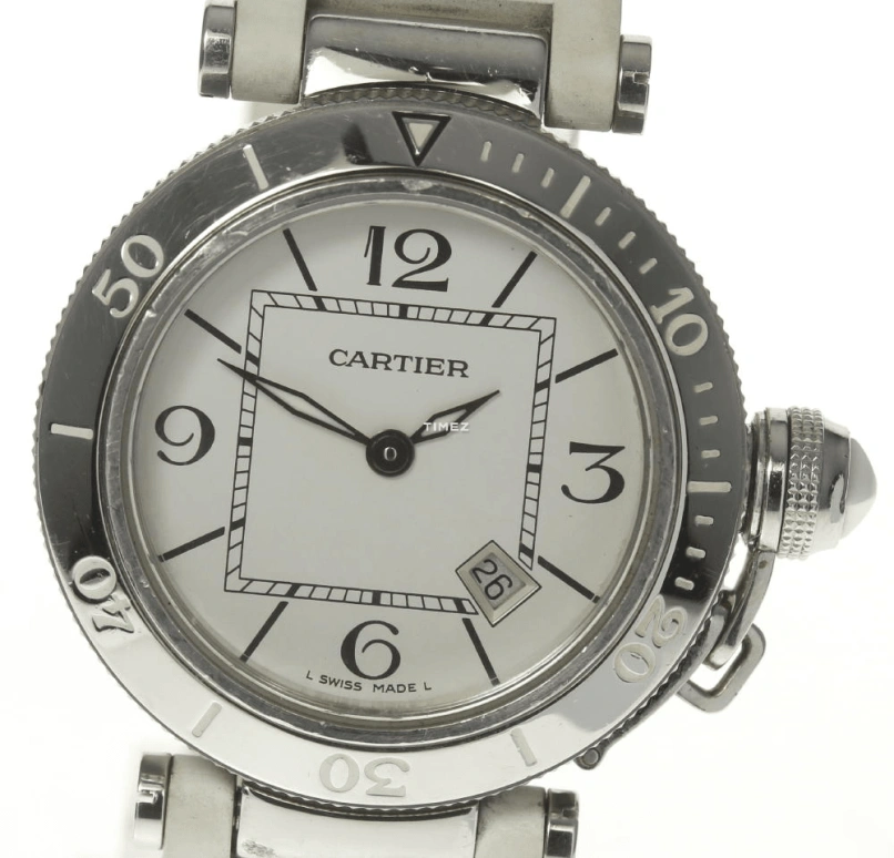 Cartier,Pasha de Cartier 33mm,33mm,Stainless Steel,Silver,Quartz,Day,Sapphire,Crystal Glass,W3140002