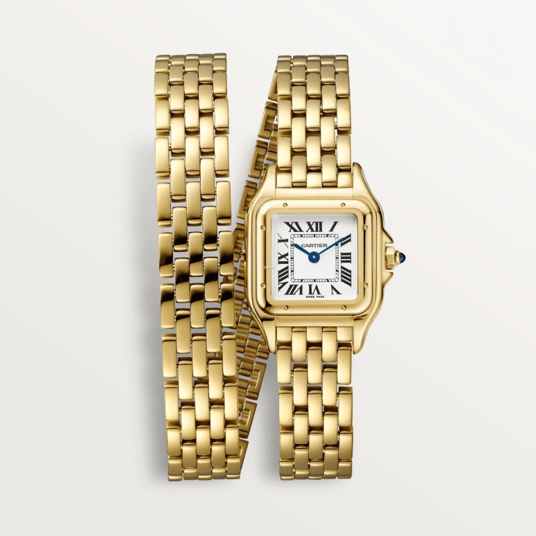 Cartier,Panthère de Cartier 23x30mm,23x30mm,Yellow Gold,Silver,Quartz,Sapphire,Crystal Glass,Square,WGPN0039
