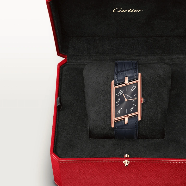 Cartier,Tank 47.15x26.10mm,47.15x26.10mm,Rose Gold,Grey,Handwound,38hours,In-house Caliber,WGTA0043