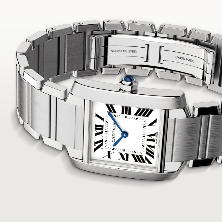 Cartier,Tank 30x25mm,30x25mm,Stainless Steel,Silver,Quartz,In-house Caliber,Sapphire,Crystal Glass,WSTA0005