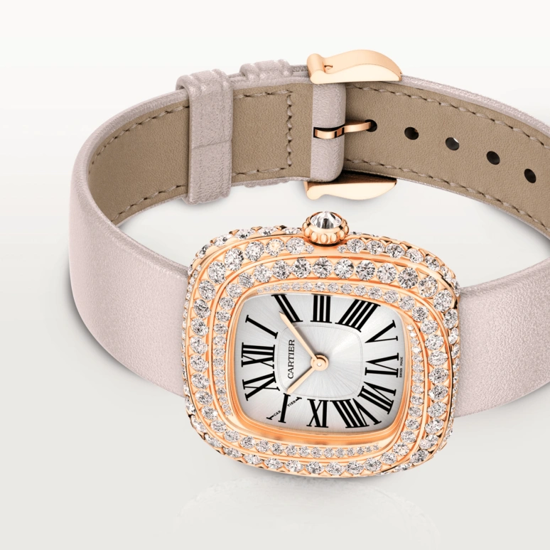 Cartier,Coussin de Cartier 30.40x31.10mm,30.40x31.10mm,Rose Gold,Silver,Quartz,Sapphire,Crystal Glass,Square,WJCS0005