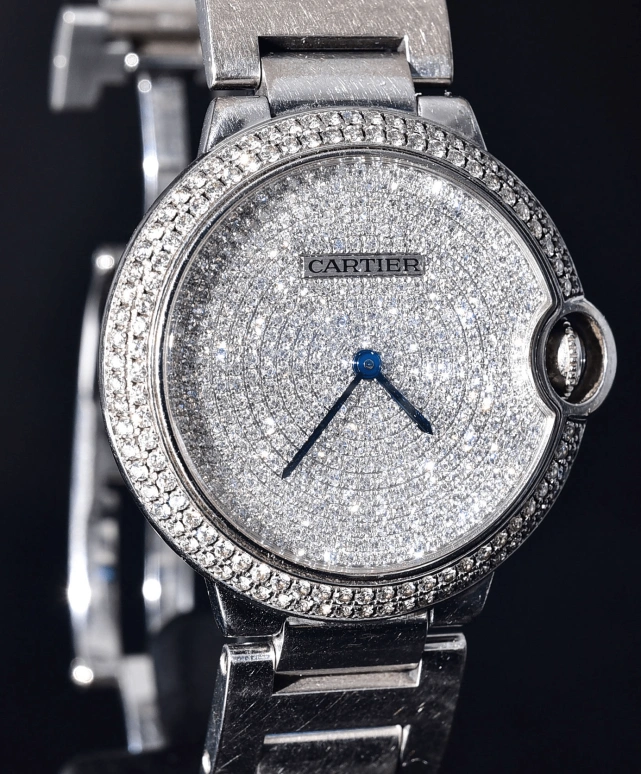 Cartier,Ballon Bleu de Cartier 36mm,36mm,White Gold,Silver,Automatic,Sapphire,Crystal Glass,Round,WE902045