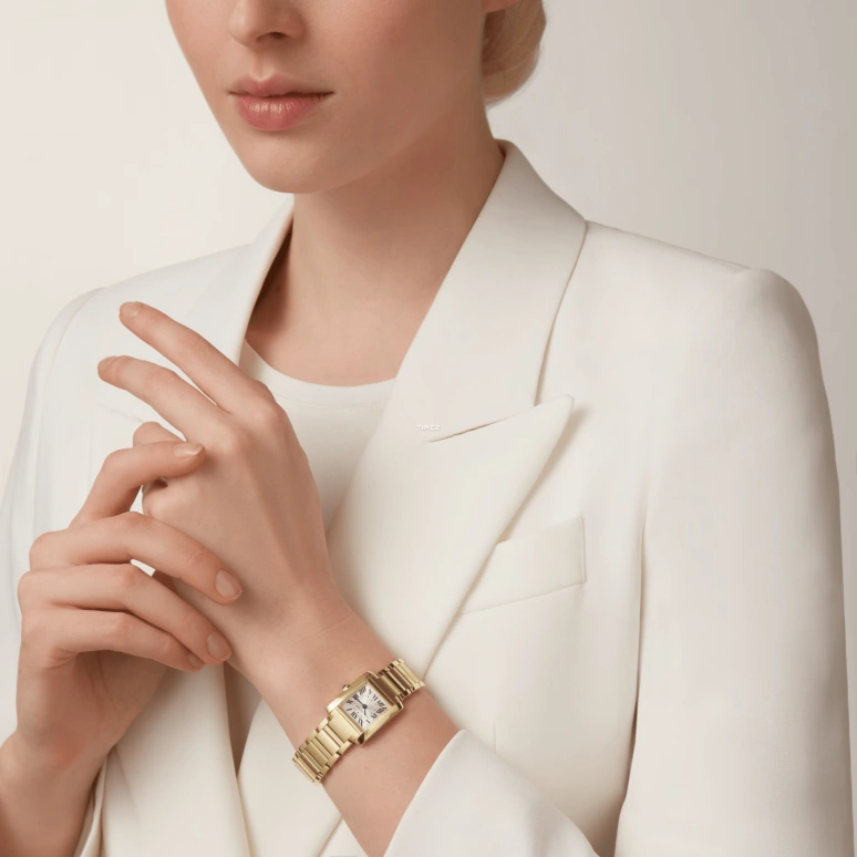 Cartier,Tank 25.70x21.10mm,25.70x21.10mm,Yellow Gold,Silver,Quartz,Sapphire,Crystal Glass,Square,WGTA0344