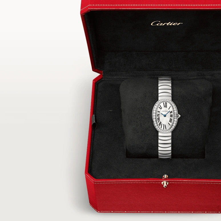 Cartier,Baignoire 25.30x18.71mm,25.30x18.71mm,White Gold,Silver,Quartz,In-house Caliber,Sapphire,Crystal Glass,WB520025