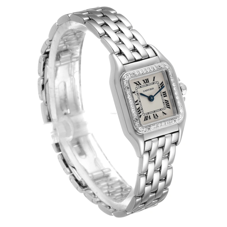 Cartier,Panthère de Cartier 22mm,22mm,White Gold,Silver,Quartz,Sapphire,Crystal Glass,Square,WF3091F3