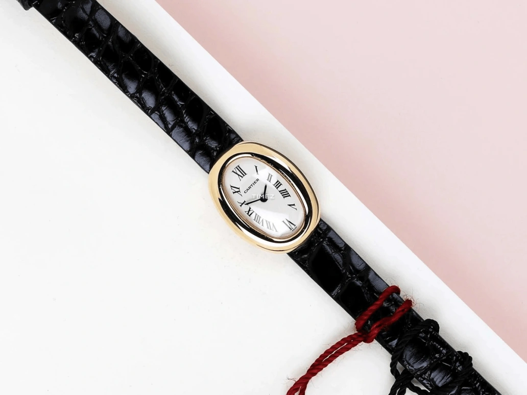 Cartier,Baignoire 18x25mm,18x25mm,Yellow Gold,Silver,Quartz,Sapphire,Crystal Glass,Oval,W1510956