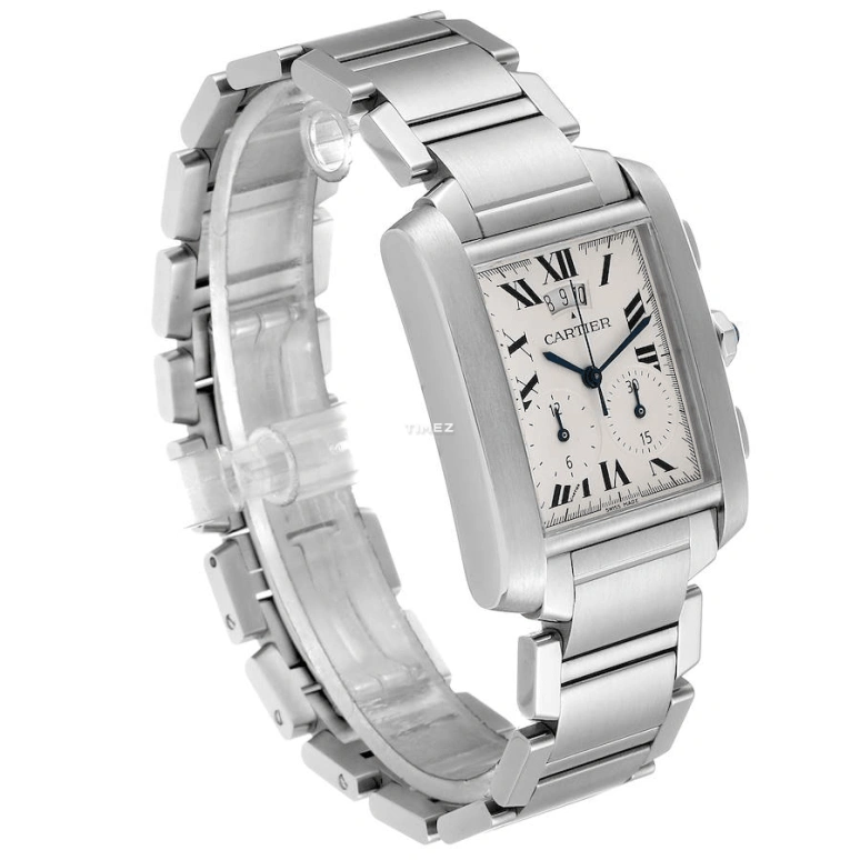 Cartier,Tank 28mm,28mm,Stainless Steel,Silver,Quartz,Chronograph,Day,W51024Q3