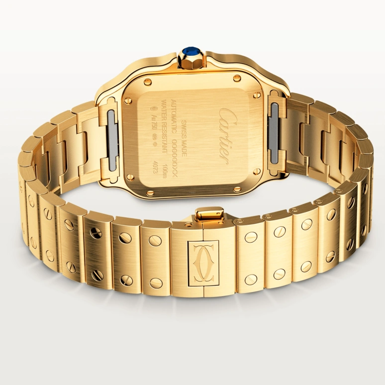 Cartier,Santos de Cartier 35.10mm,35.10mm,Yellow Gold,Silver,Automatic,42hours,In-house Caliber,WGSA0030