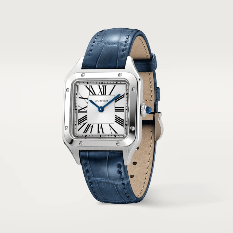 Cartier,Santos de Cartier 38x27.50mm,38x27.50mm,Stainless Steel,Silver,Quartz,Sapphire,Crystal Glass,Square,WSSA0086