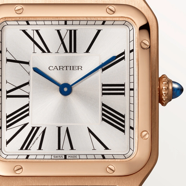 Cartier,Santos de Cartier 43.50x31.40mm,43.50x31.40mm,Rose Gold,Silver,Quartz,Sapphire,Crystal Glass,Square,WGSA0021