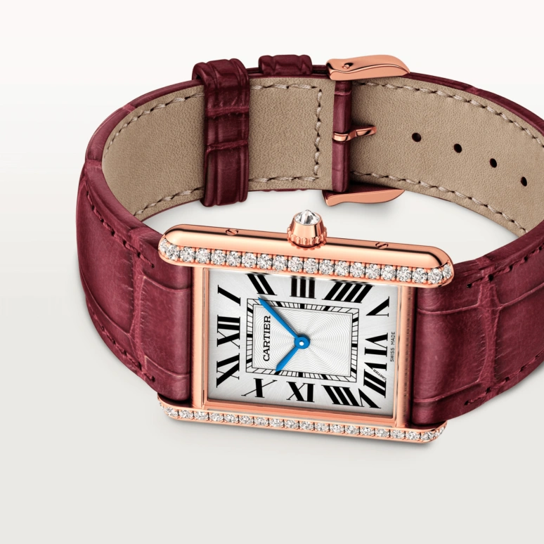 Cartier,Tank 33.70x25.50mm,33.70x25.50mm,Rose Gold,Silver,Handwound,38hours,In-house Caliber,WJTA0038