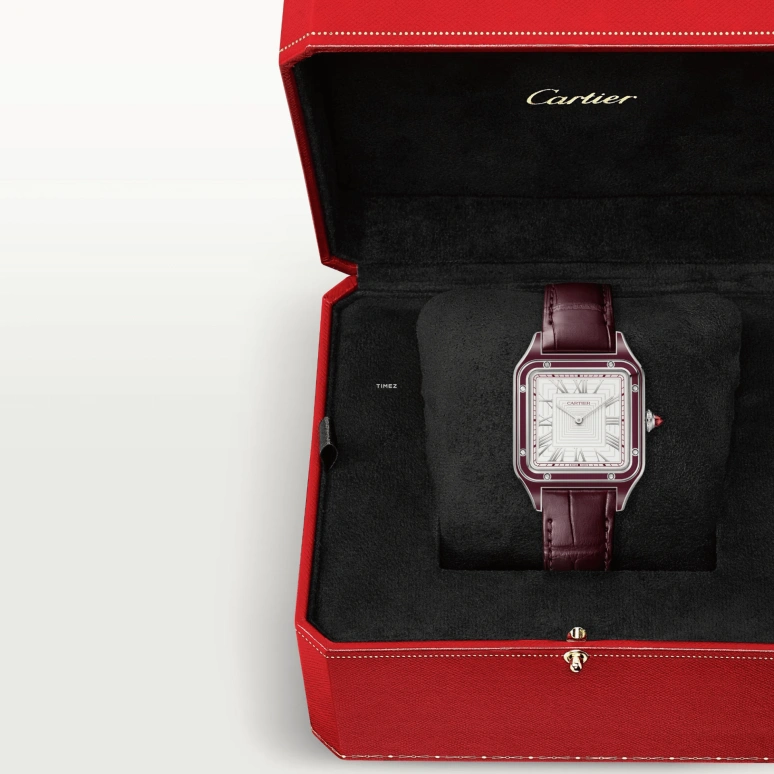 Cartier,Santos de Cartier 43.50x31.40mm,43.50x31.40mm,Platinum,White,Handwound,36hours,In-house Caliber,WGSA0053
