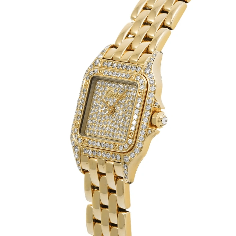Cartier,Panthère de Cartier 16.50mm,16.50mm,Yellow Gold,Gold,Quartz,Sapphire,Rectangular,WF3078B9