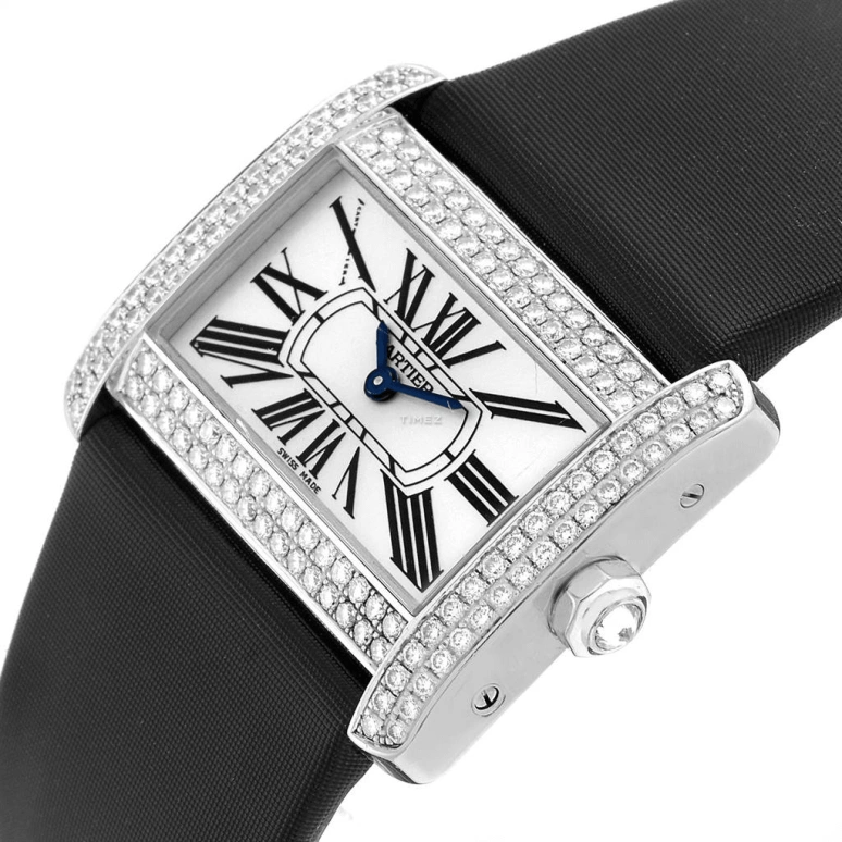 Cartier,Tank 32x25mm,32x25mm,White Gold,Silver,Quartz,Sapphire,Crystal Glass,Square,WA301271