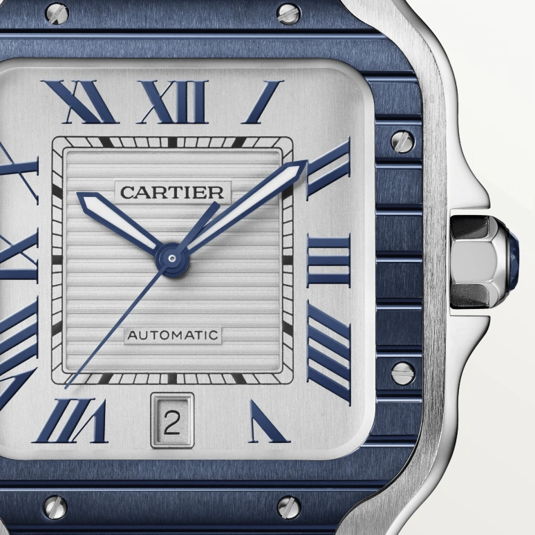 Cartier,Santos de Cartier 39.80mm,39.80mm,Stainless Steel,Silver,Automatic,Day,42hours,WSSA0047