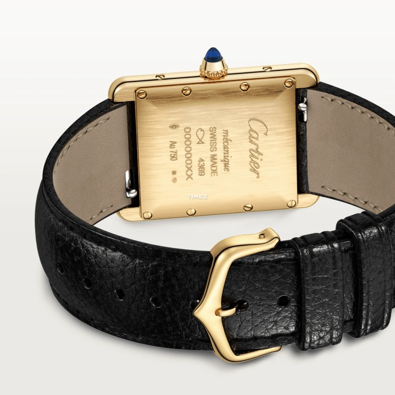 Cartier,Tank 33.70x25.50mm,33.70x25.50mm,Yellow Gold,Black,Handwound,Hardlex,Square,WGTA0160