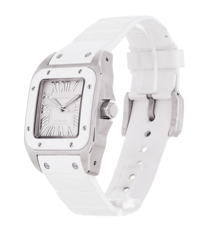 Cartier,Santos de Cartier 44.20x35.60mm,44.20x35.60mm,Stainless Steel,Silver,Automatic,Sapphire,Crystal Glass,Square,W20122U2