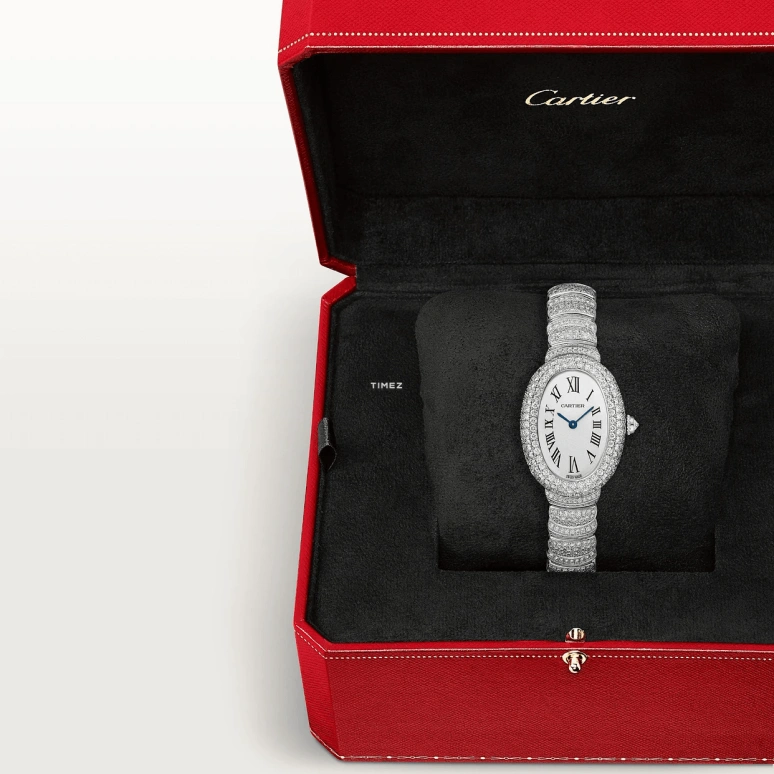 Cartier,Baignoire 23.10x31.40mm,23.10x31.40mm,White Gold,Silver,Quartz,Sapphire,Crystal Glass,Oval,WJBA0052