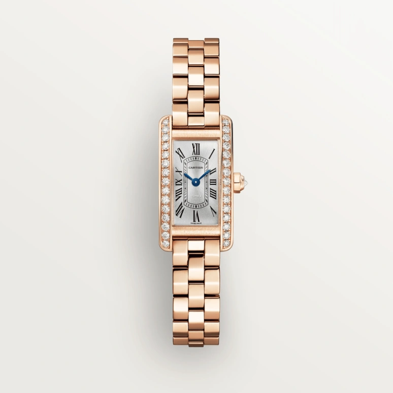 Cartier,Tank 28x15.20mm,28x15.20mm,Rose Gold,Silver,Quartz,Sapphire,Crystal Glass,Square,WJTA0043