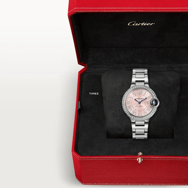Cartier,Ballon Bleu de Cartier 33mm,33mm,Stainless Steel,Pink,Automatic,37hours,In-house Caliber,W4BB0037