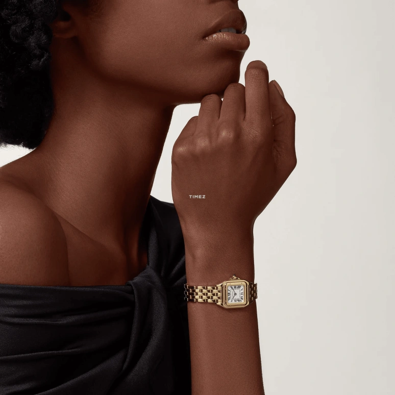 Cartier,Panthère de Cartier 23x30mm,23x30mm,Yellow Gold,Silver,Quartz,Sapphire,Crystal Glass,Square,WGPN0038