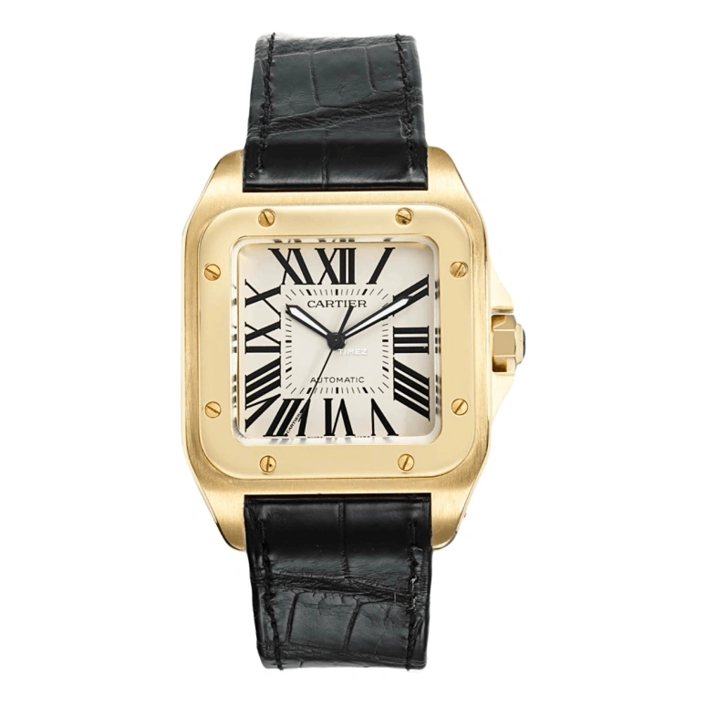 Cartier,Santos de Cartier 38mm,38mm,Yellow Gold,Gold,Automatic,Sapphire,Crystal Glass,Square,W20078Y1