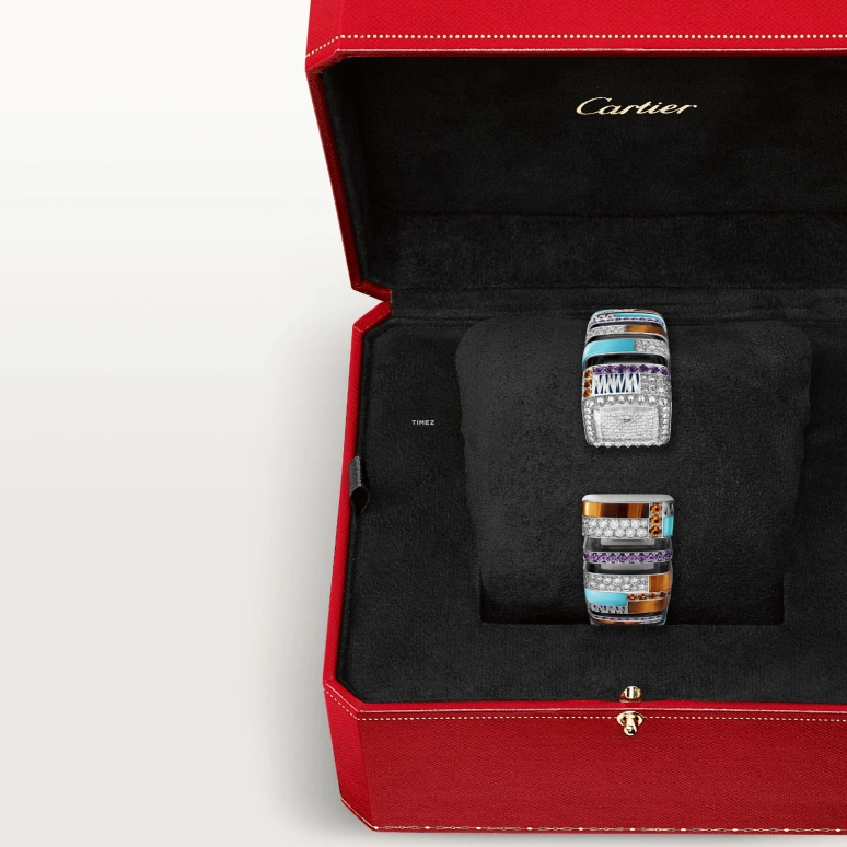 Cartier,Reflection de Cartier 18.40x17.50mm,18.40x17.50mm,White Gold,Silver,Quartz,Sapphire,Crystal Glass,Square,WJMC0003