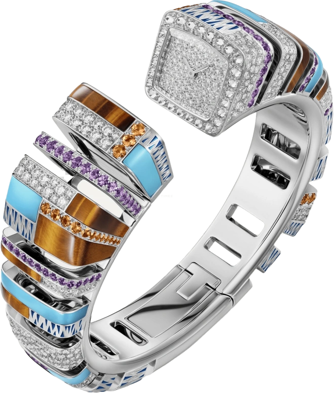 Cartier,Reflection de Cartier 18.40x17.50mm,18.40x17.50mm,White Gold,Silver,Quartz,Sapphire,Crystal Glass,Square,WJMC0003