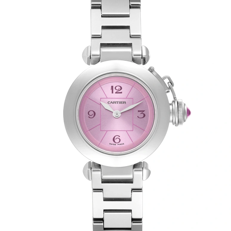Cartier,Pasha de Cartier 27mm,27mm,Stainless Steel,Pink,Quartz,In-house Caliber,Sapphire,Crystal Glass,W3140023