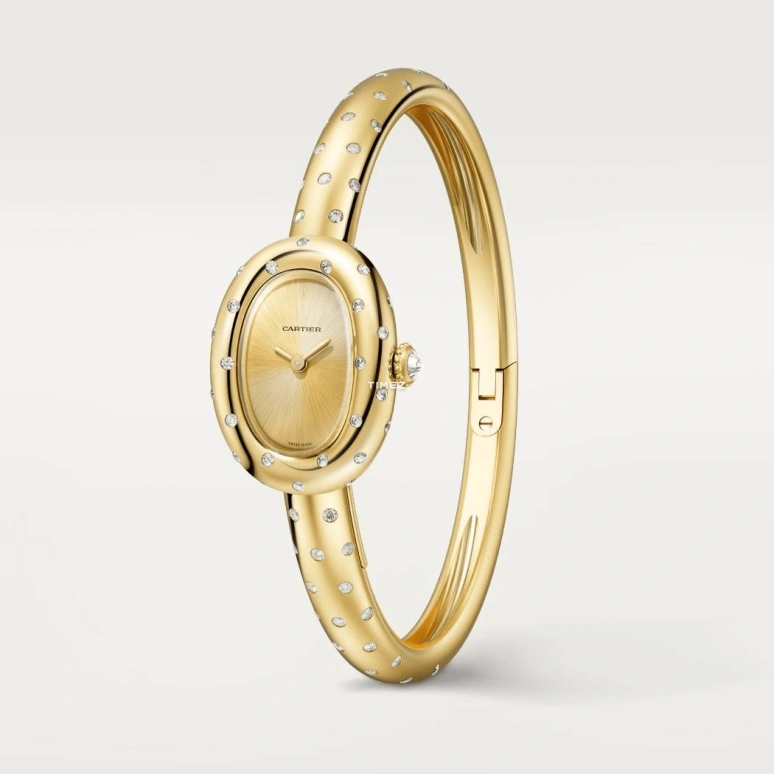 Cartier,Baignoire 24.60x18.70mm,24.60x18.70mm,Yellow Gold,Gold,Quartz,Sapphire,Crystal Glass,Oval,WJBA0064