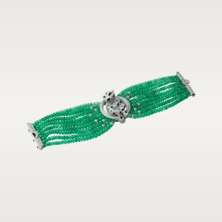 Cartier,High Jewelry Watches ,White Gold,Silver,Quartz,Silver,Green,Diamonds,Onyx,Emerald,HPI00543