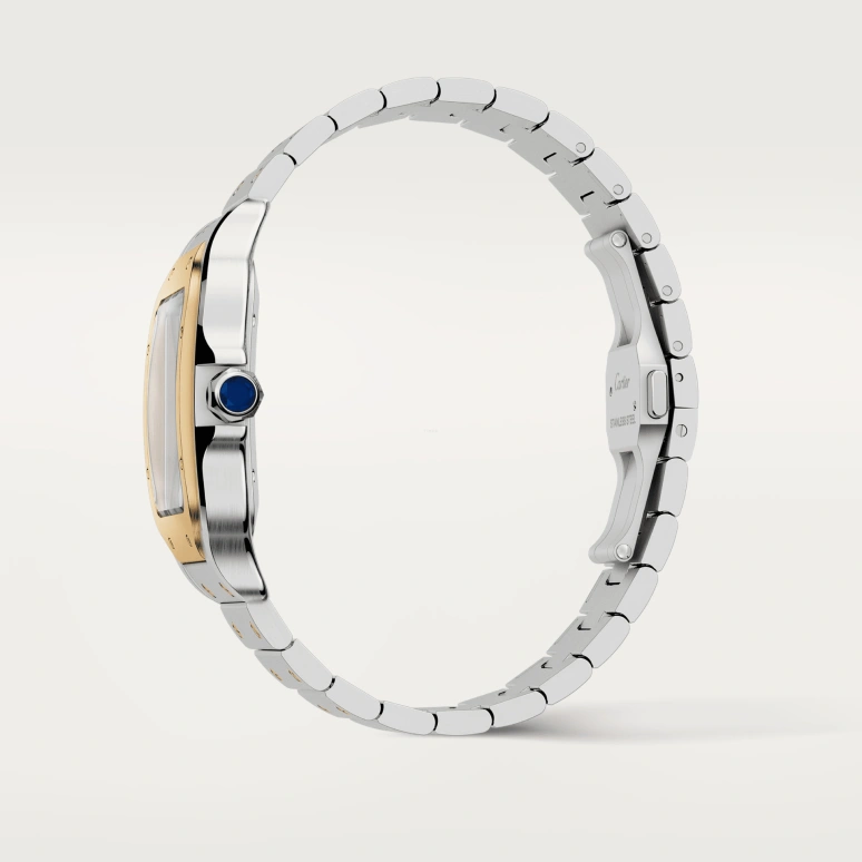 Cartier,Santos de Cartier 39.80mm,39.80mm,Stainless Steel,Yellow Gold,Silver,Automatic,Day,42hours,W2SA0009