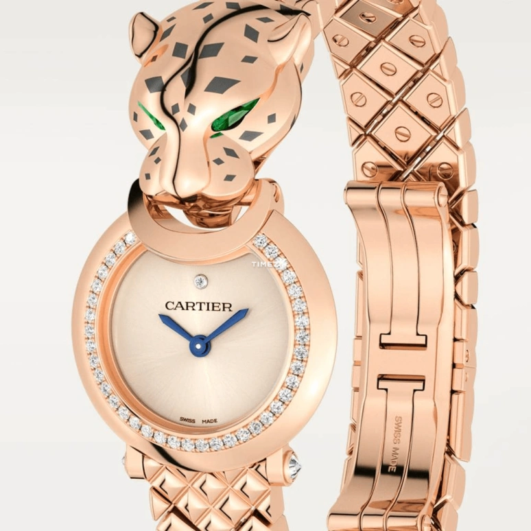 Cartier,Panthère Jewelry Watches 23.60mm,23.60mm,Rose Gold,Quartz,Sapphire,Crystal Glass,Other,HPI01381