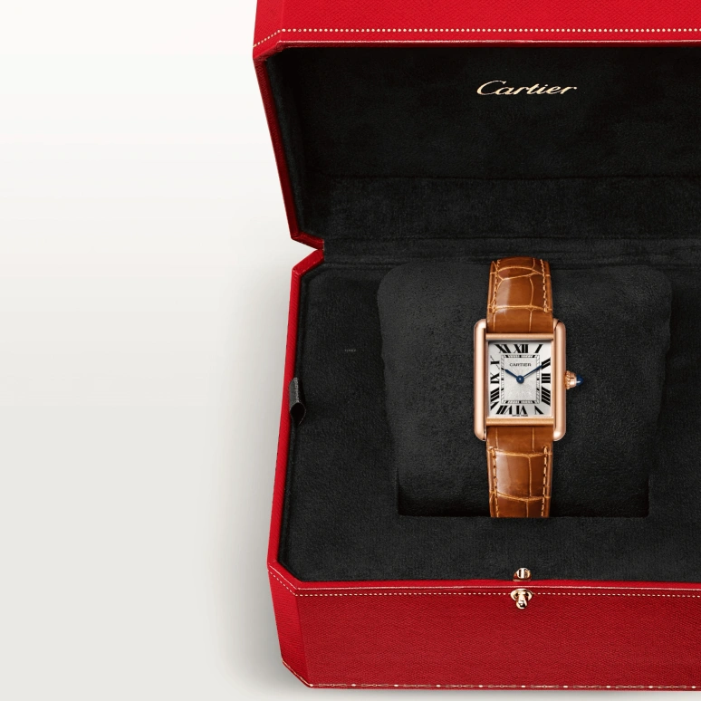 Cartier,Tank 29.50x22mm,29.50x22mm,Rose Gold,Silver,Handwound,In-house Caliber,Hardlex,WGTA0010