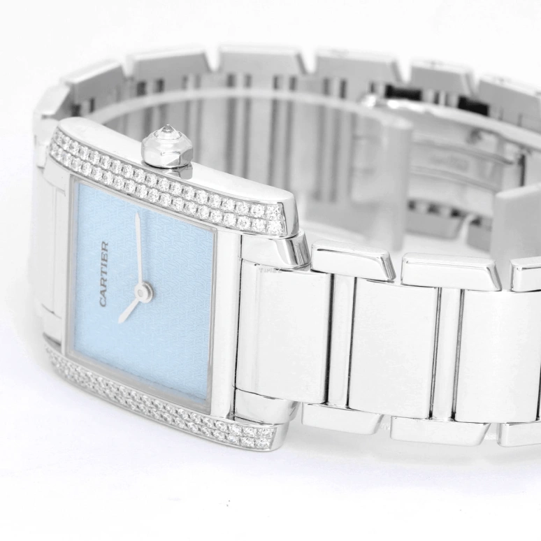 Cartier,Tank 25x30mm,25x30mm,White Gold,Blue,Quartz,Sapphire,Crystal Glass,Square,WE1020S3