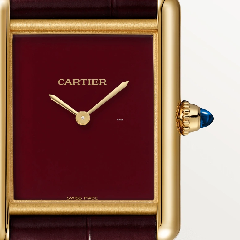 Cartier,Tank 337x25.50mm,337x25.50mm,Yellow Gold,Wine Red,Handwound,Hardlex,Square,WGTA0190