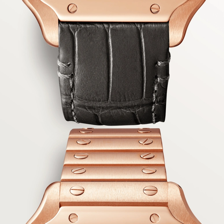Cartier,Santos de Cartier 35.10x41.90mm,35.10x41.90mm,Rose Gold,Silver,Automatic,42hours,In-house Caliber,WGSA0031