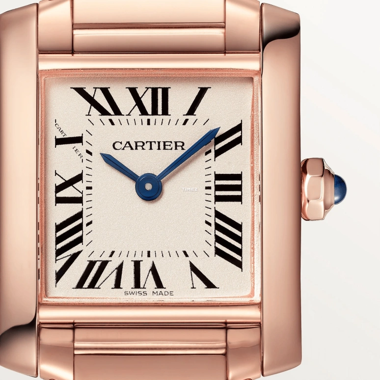 Cartier,Tank 25x20mm,25x20mm,Rose Gold,Silver,Quartz,Sapphire,Crystal Glass,Square,WGTA0029