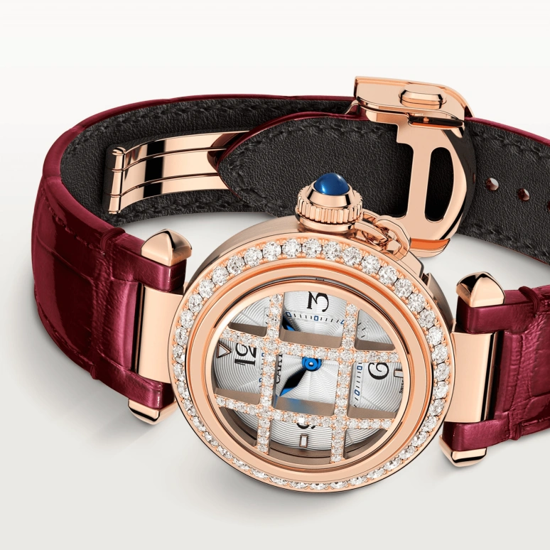 Cartier,Pasha de Cartier 30mm,30mm,Rose Gold,Silver,Quartz,Sapphire,Crystal Glass,Round,WJPA0021