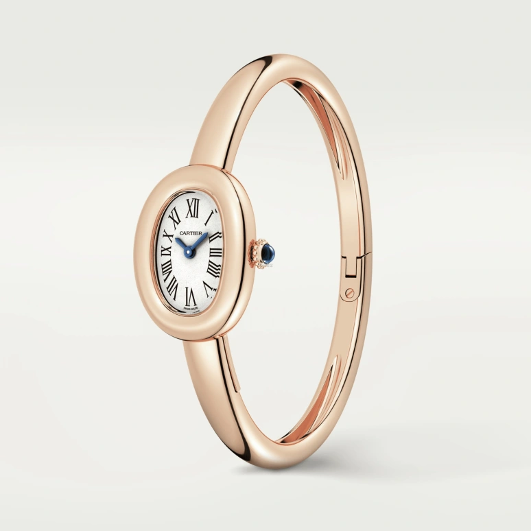 Cartier,Baignoire 24.60x18.70mm,24.60x18.70mm,Rose Gold,Silver,Quartz,Sapphire,Crystal Glass,Oval,WGBA0020