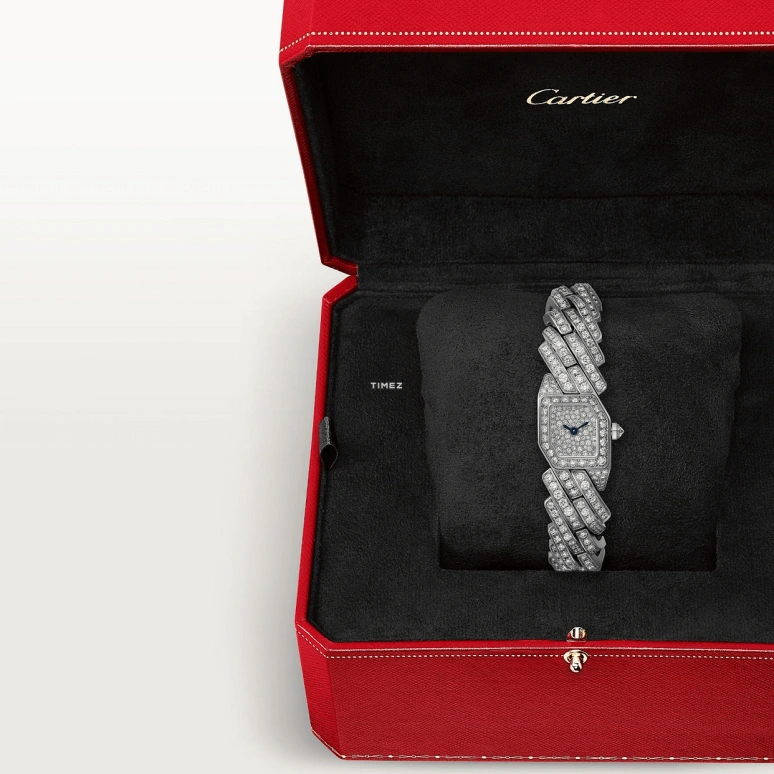 Cartier,Maillon de Cartier 16x17mm,16x17mm,White Gold,Silver,Quartz,Sapphire,Crystal Glass,Other,WJBJ0005