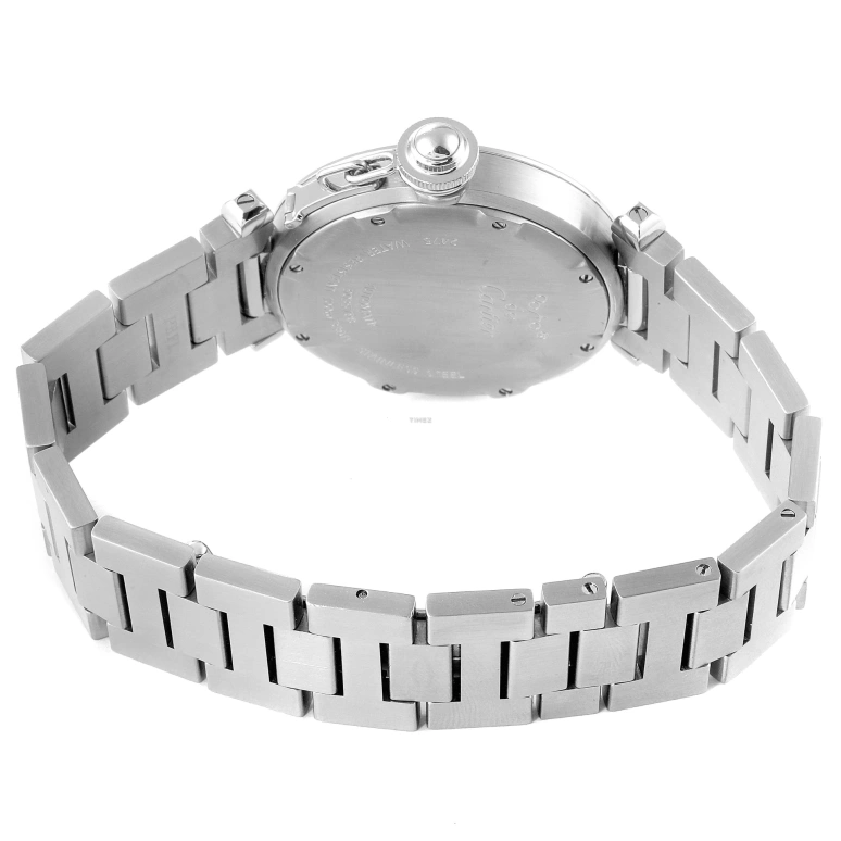 Cartier,Pasha de Cartier 35mm,35mm,Stainless Steel,Blue,Automatic,Big Date,Sapphire,Crystal Glass,W31047M7