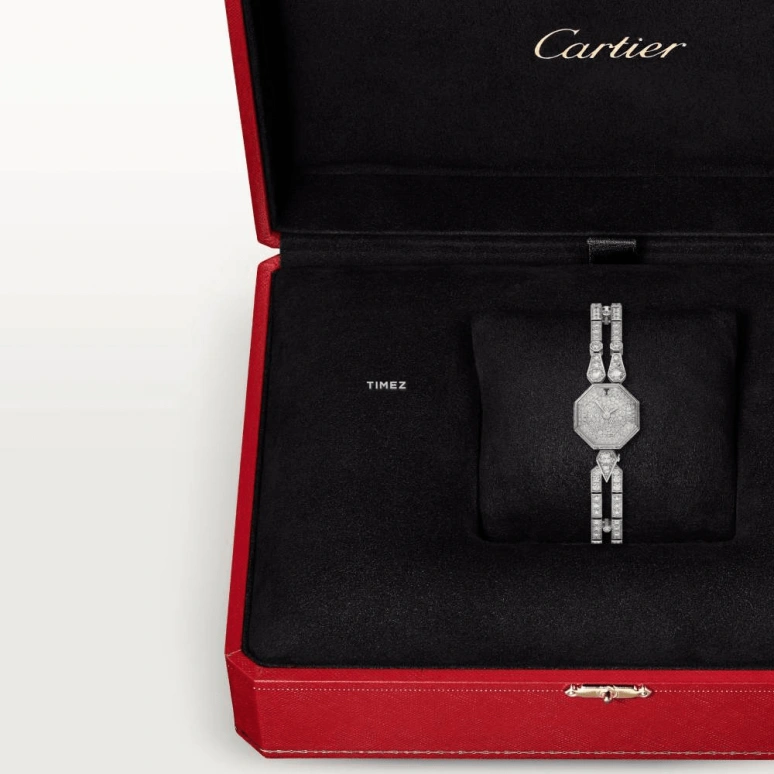 Cartier,High Jewelry Watches 0mm,0mm,White Gold,Silver,Quartz,Sapphire,Crystal Glass,Octagon,HPI01375