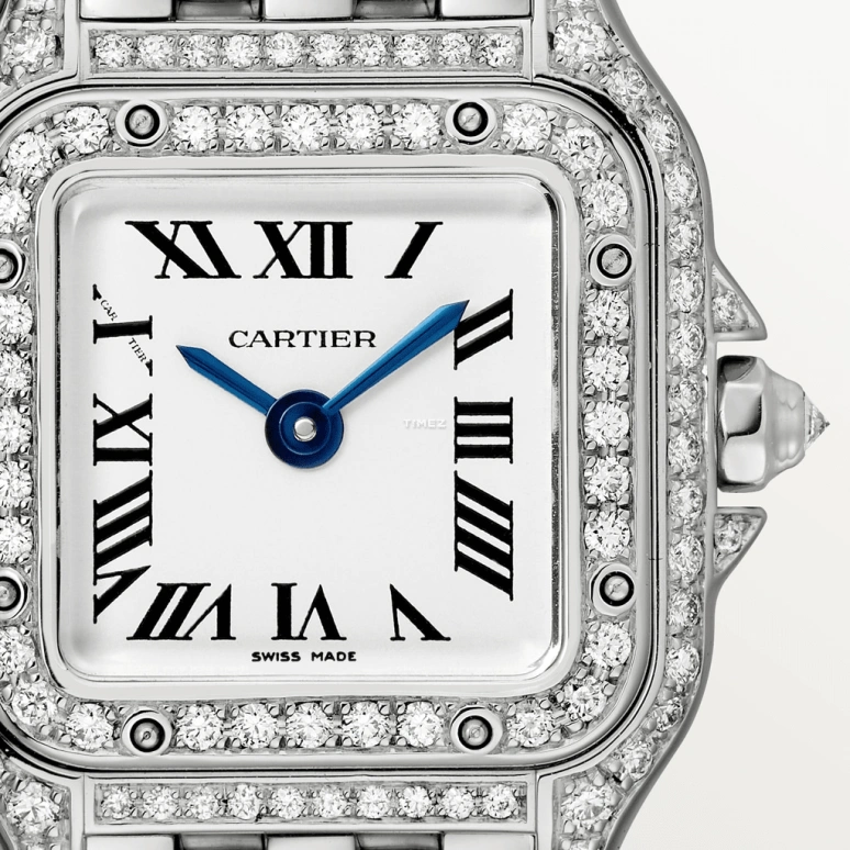 Cartier,Panthère de Cartier 20x25mm,20x25mm,White Gold,Silver,Quartz,Sapphire,Crystal Glass,Square,WJPN0011