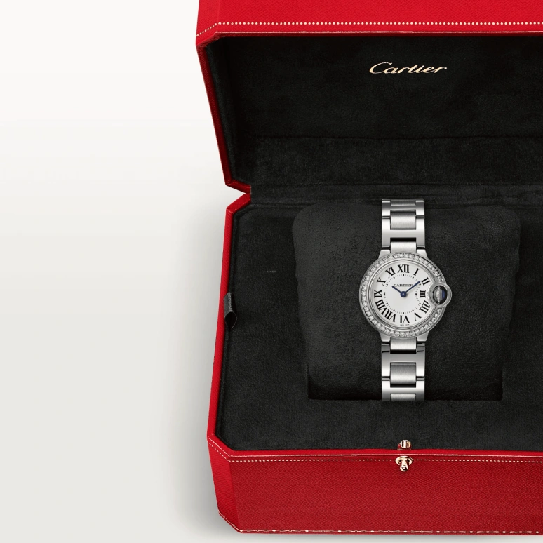 Cartier,Ballon Bleu de Cartier 28mm,28mm,Stainless Steel,Silver,Quartz,Sapphire,Crystal Glass,Round,W4BB0015