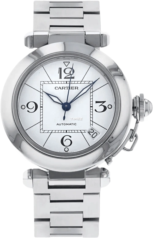 Cartier,Pasha de Cartier 35.25mm,35.25mm,Stainless Steel,White,Automatic,Day,42hours,W31074M7
