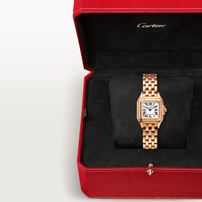 Cartier,Panthère de Cartier 23x30mm,23x30mm,Rose Gold,Silver,Quartz,Sapphire,Crystal Glass,Square,WGPN0006