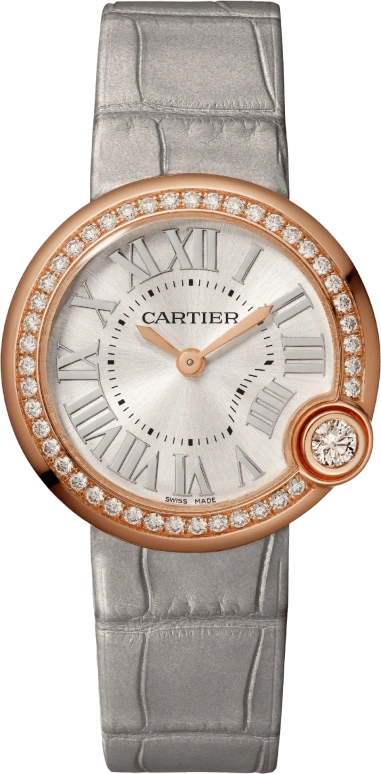 Cartier,Ballon Blanc de Cartier 30mm,30mm,Rose Gold,Silver,Quartz,Sapphire,Crystal Glass,Round,WJBL0008