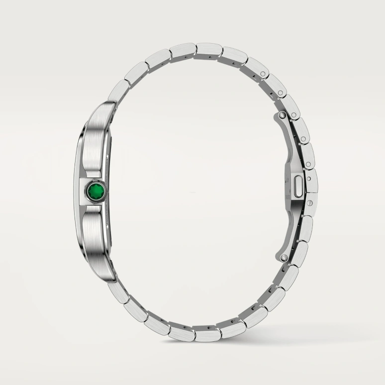 Cartier,Santos de Cartier 39.80mm,39.80mm,Stainless Steel,Silver,Green,Handwound,72hours,In-house Caliber,WHSA0028