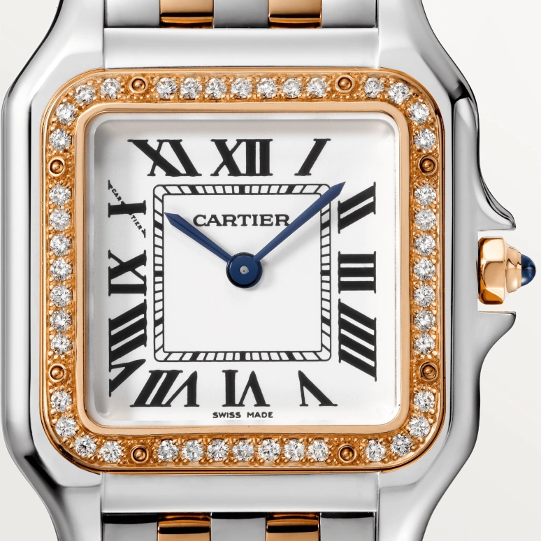 Cartier,Panthère de Cartier 29x37mm,29x37mm,Stainless Steel,Rose Gold,Silver,Quartz,Sapphire,Crystal Glass,Square,W3PN0007
